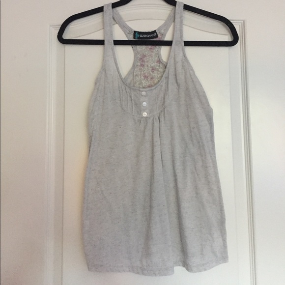 Marled Gray Tank Top with Floral Racerback - Picture 1 of 3