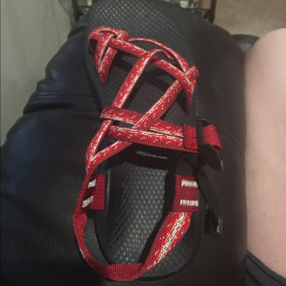 Red/White Chacos size 8