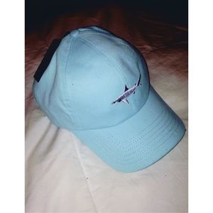 Baby Blue Baseball Hat with Embroidered Shark