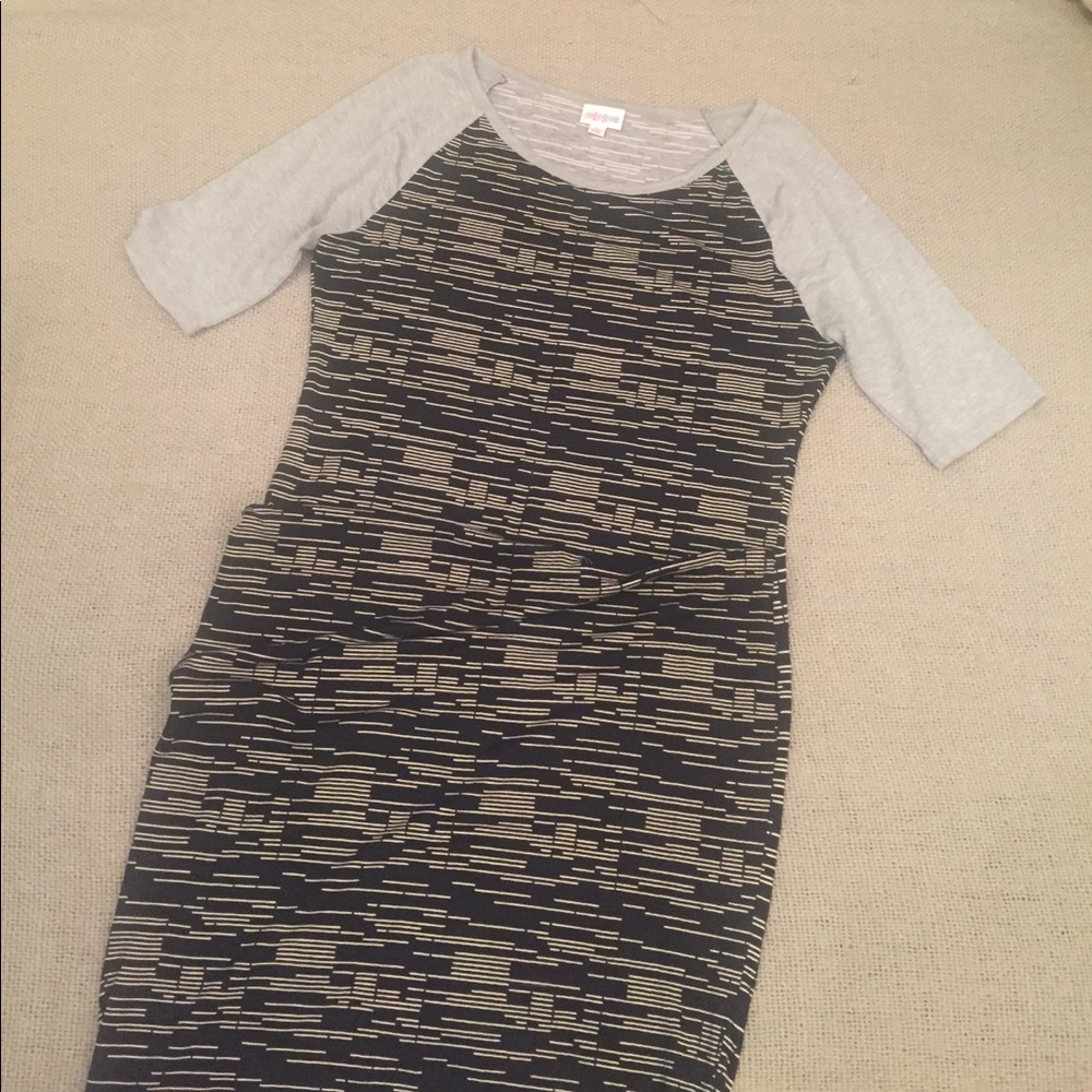 LuLaRoe Julia Dress in black and grey