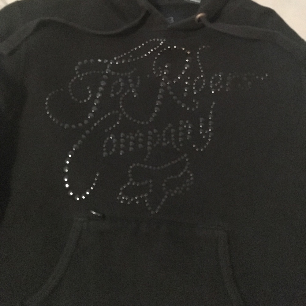 Fox bedazzled black hoodie Small