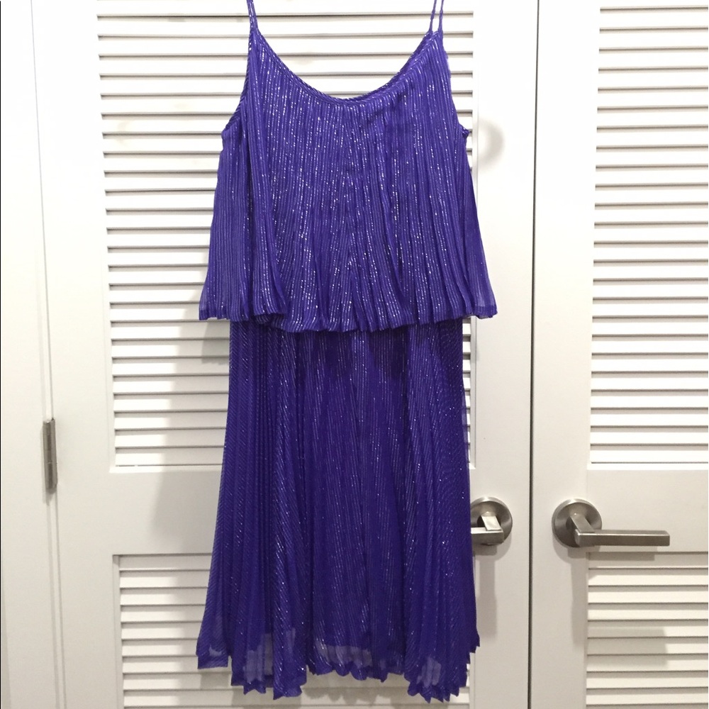 Blue Halston pleated dress