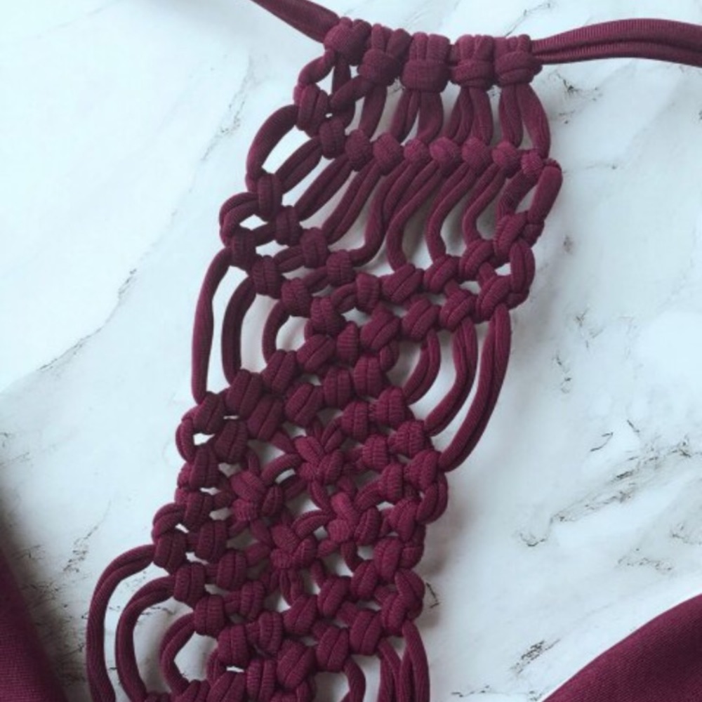 "Leah" ll Wine Red Braided Cheeky Bikini - Picture 6 of 8
