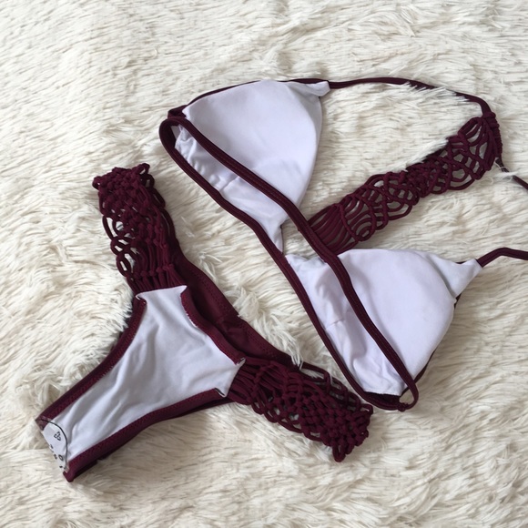 "Leah" ll Wine Red Braided Cheeky Bikini - Picture 2 of 8
