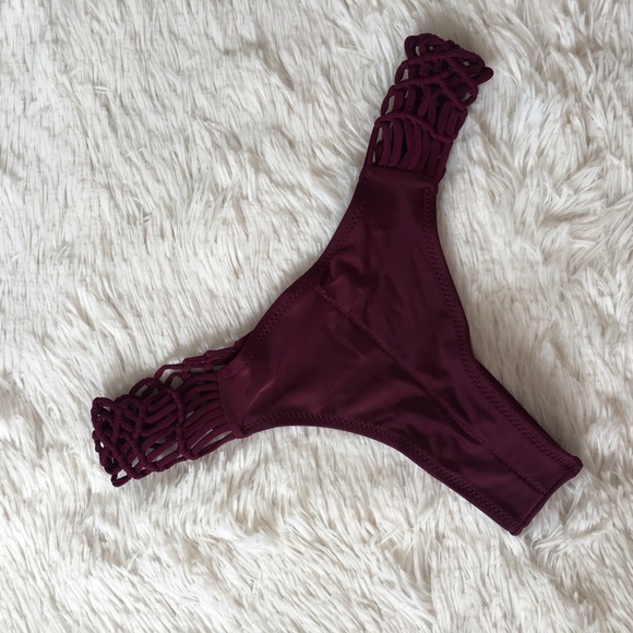 "Leah" ll Wine Red Braided Cheeky Bikini - Picture 3 of 8