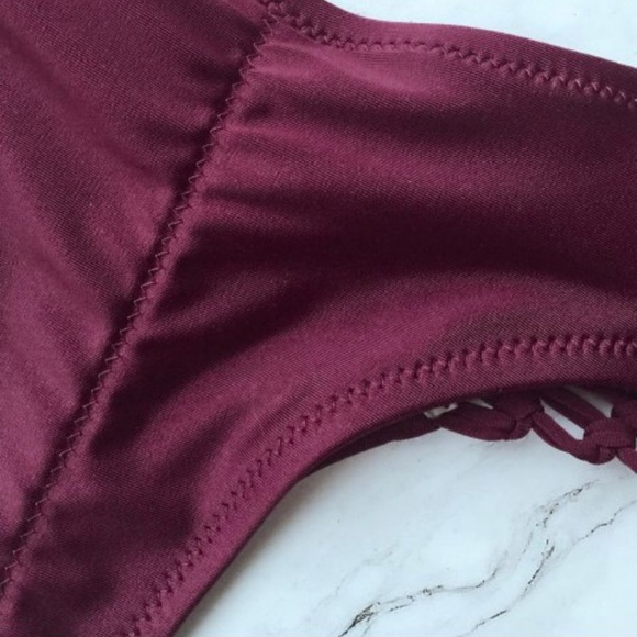 "Leah" ll Wine Red Braided Cheeky Bikini - Picture 7 of 8