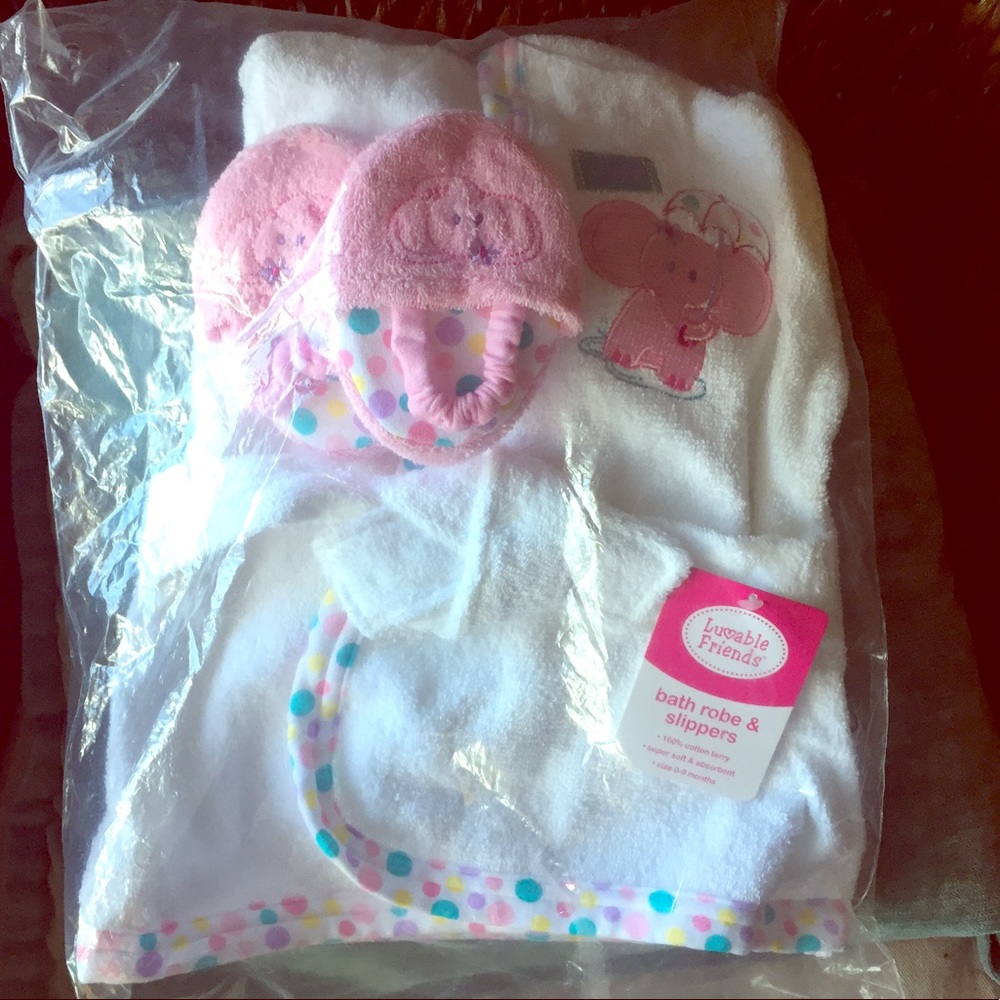 Baby bathrobe and slippers NWT