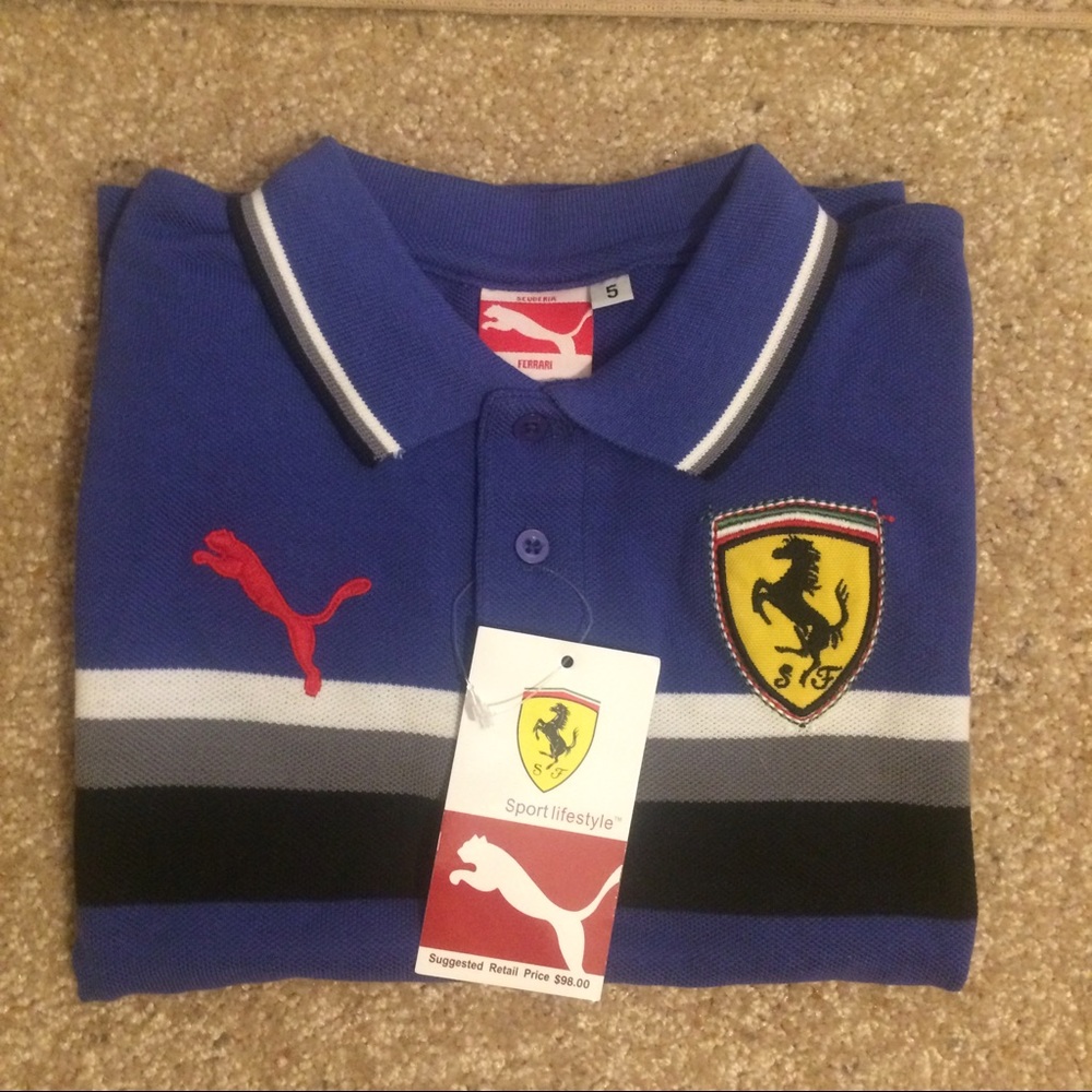 Purple-blue Puma Ferrari Boys Polo - SIZE 5