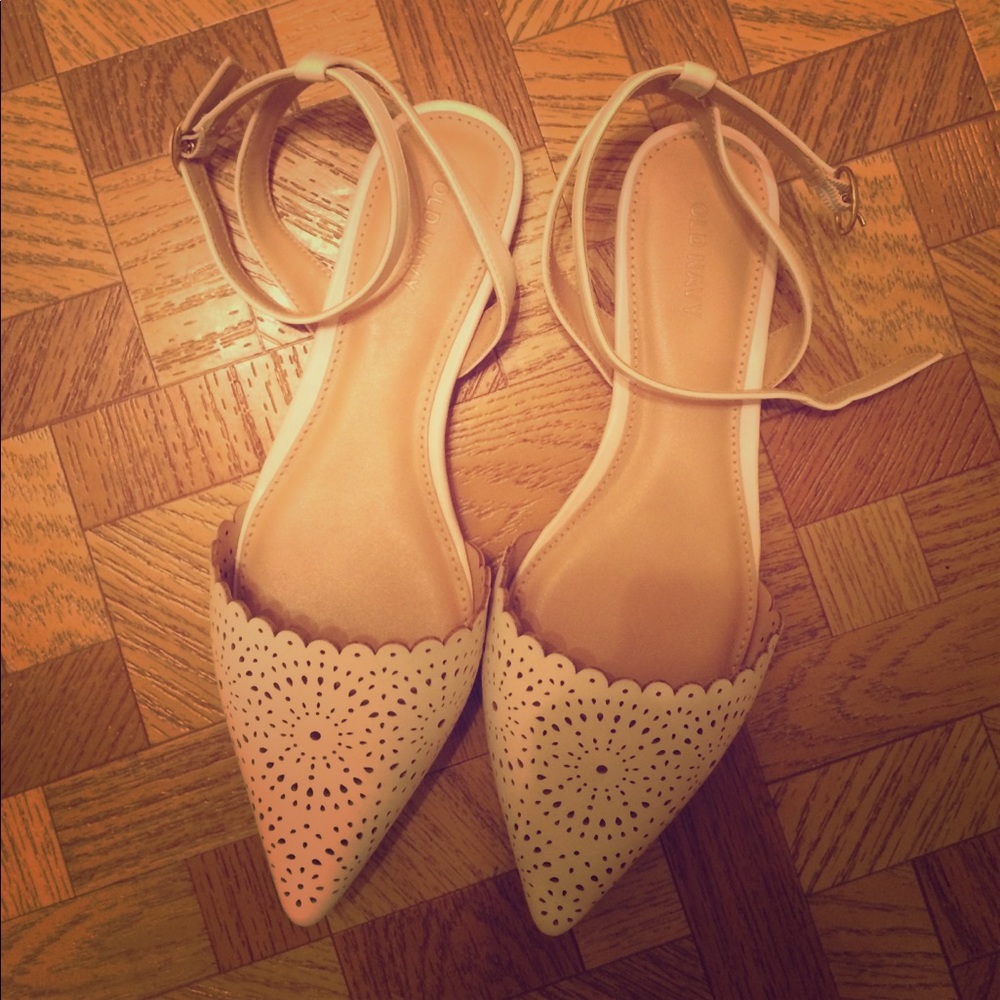 White closed toed sandals