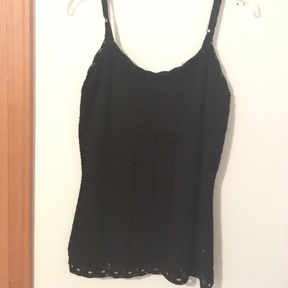 INC International Concepts Crochet Black Tank  M