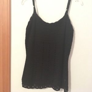 INC International Concepts Crochet Black Tank  M