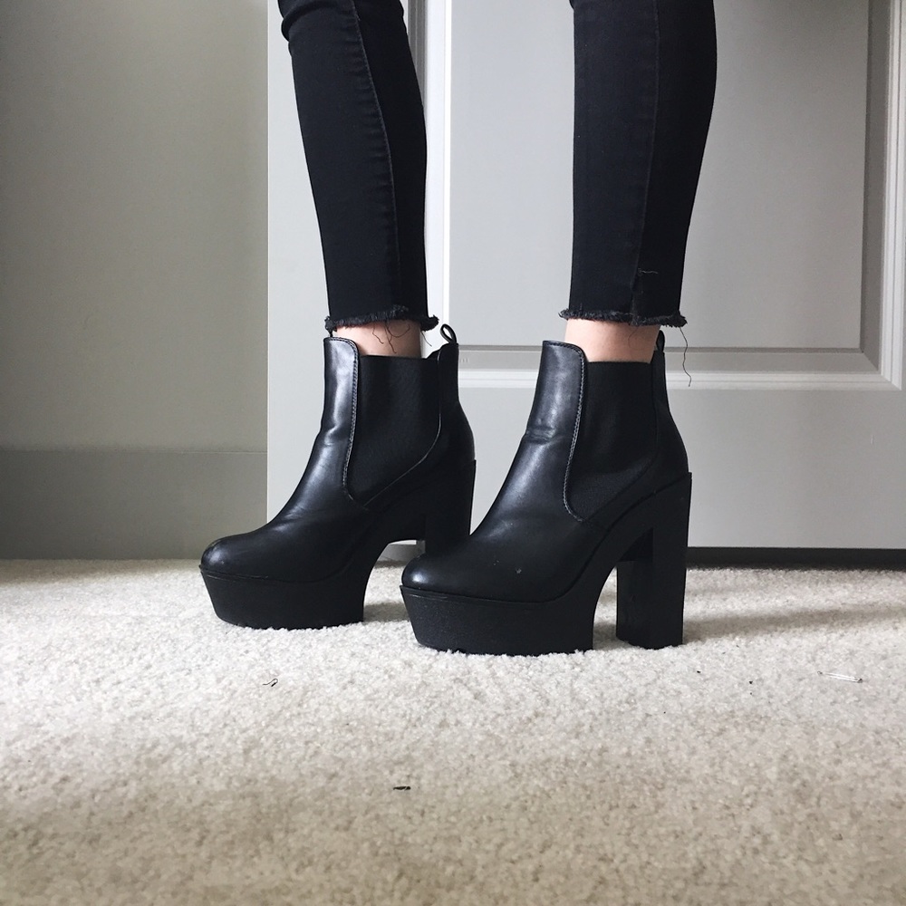 Chunky Black Platform Boots (heel 6.5in)