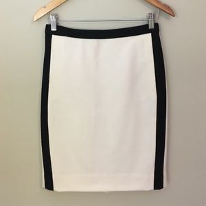 J. Crew "The Pencil Skirt" ivory with navy detail