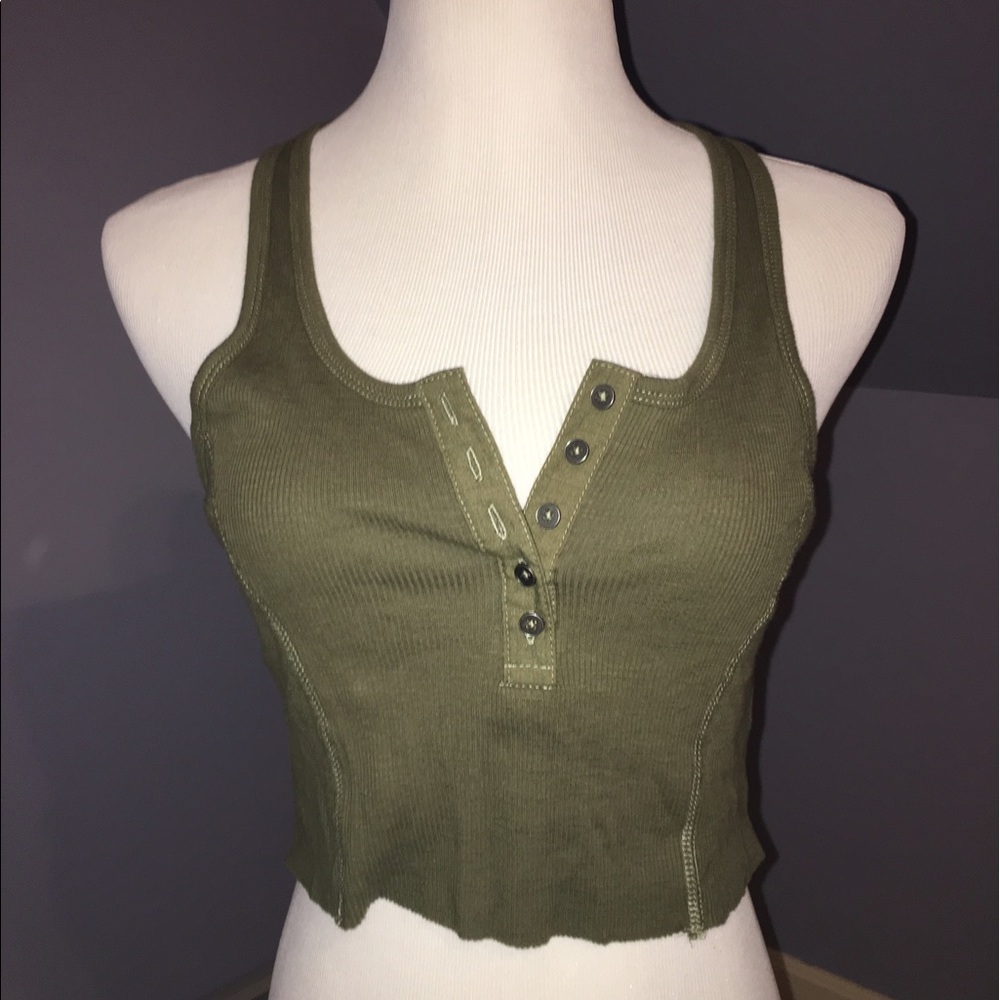 Army green crop top