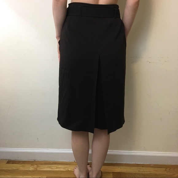 Miu Miu Brown Wool Button Belted Midi Skirt - Picture 3 of 8