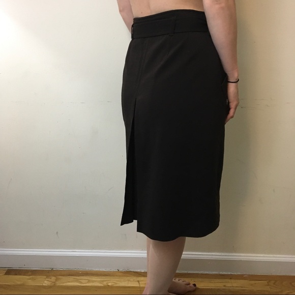 Miu Miu Brown Wool Button Belted Midi Skirt - Picture 4 of 8