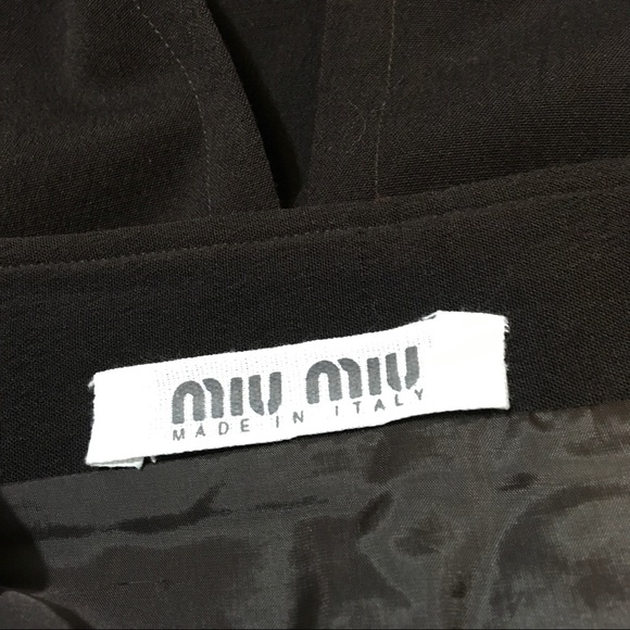 Miu Miu Brown Wool Button Belted Midi Skirt - Picture 6 of 8