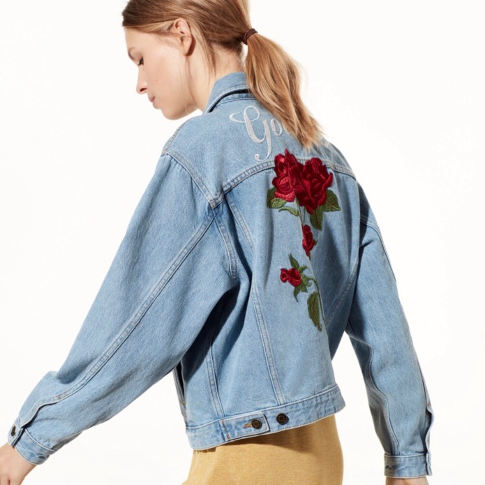 NWT Aritzia Embroidered TNA Yamashita Jean Jacket - Picture 6 of 8