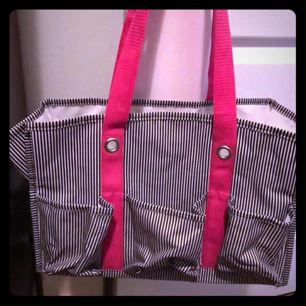 Thirty One denim and pink tote EUC