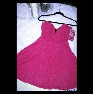 Sparkly Pink V-neck Dress