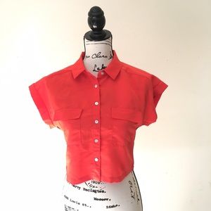 Paper Tee button down crop top