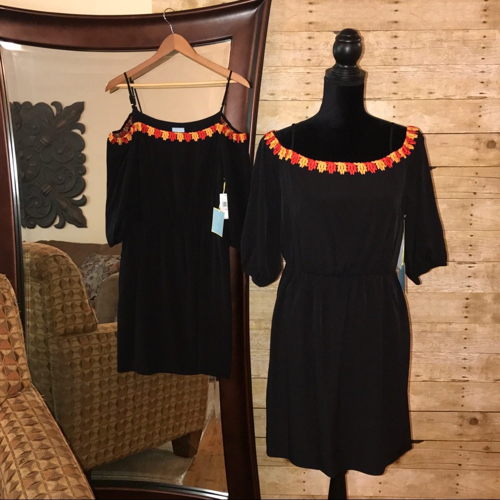 CeCe Black Off the Shoulder Dress