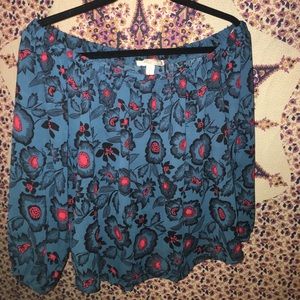 Off-the-shoulder blue poppy blouse