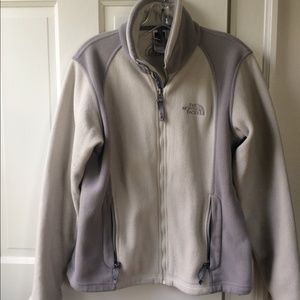 North face (Denali?) fleece jacket white/grey