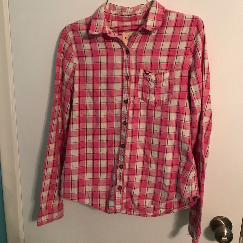 Hollister • Pink Plaid Button Up