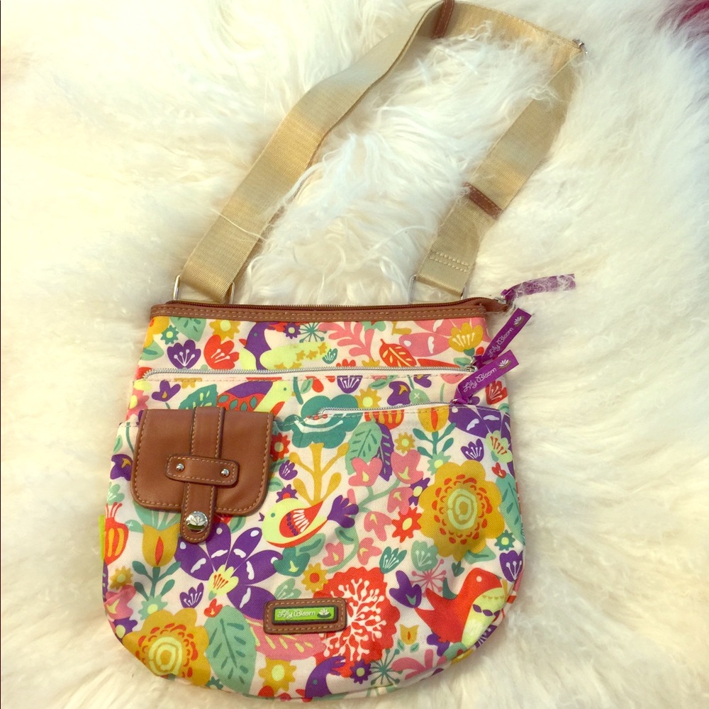 Lily bloom bright color floral cross body bag