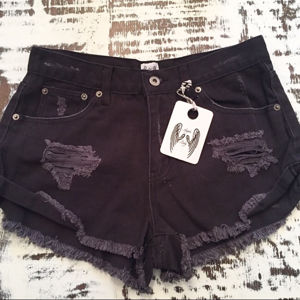 Frayed Denim Cutoff Shorts Size M