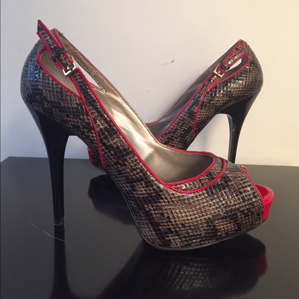 Guess Snakeskin & Red Heels