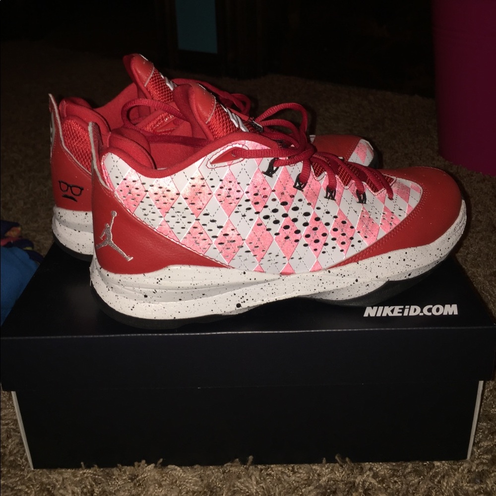 Red & White custom nike basketball shoes