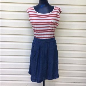 Anthropologie Odille Striped and Denim Dress