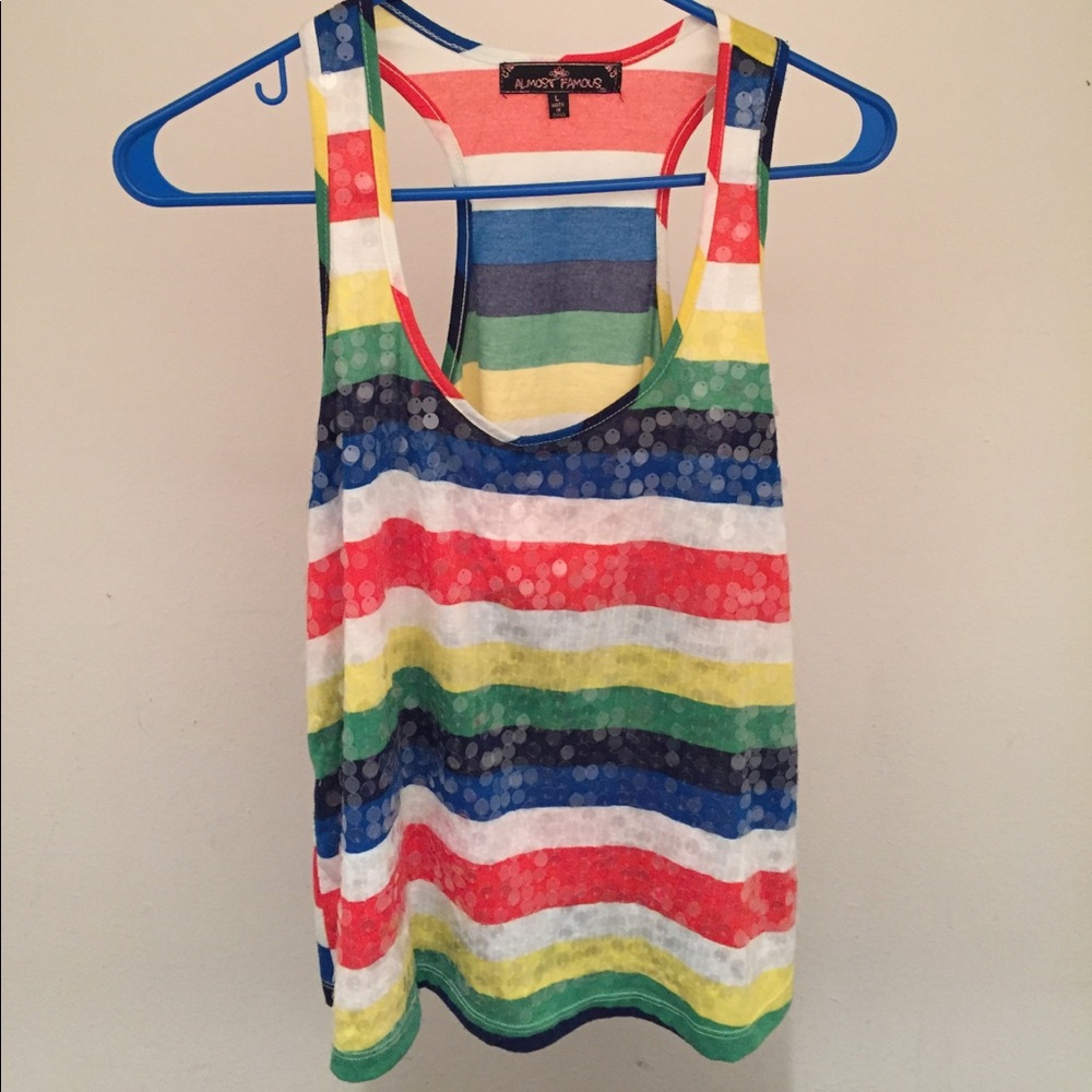 Multicolored racerback sequined tank
