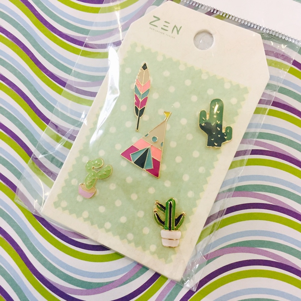 🆕 Cactus Wanderlust Pin Set 🌵🔮