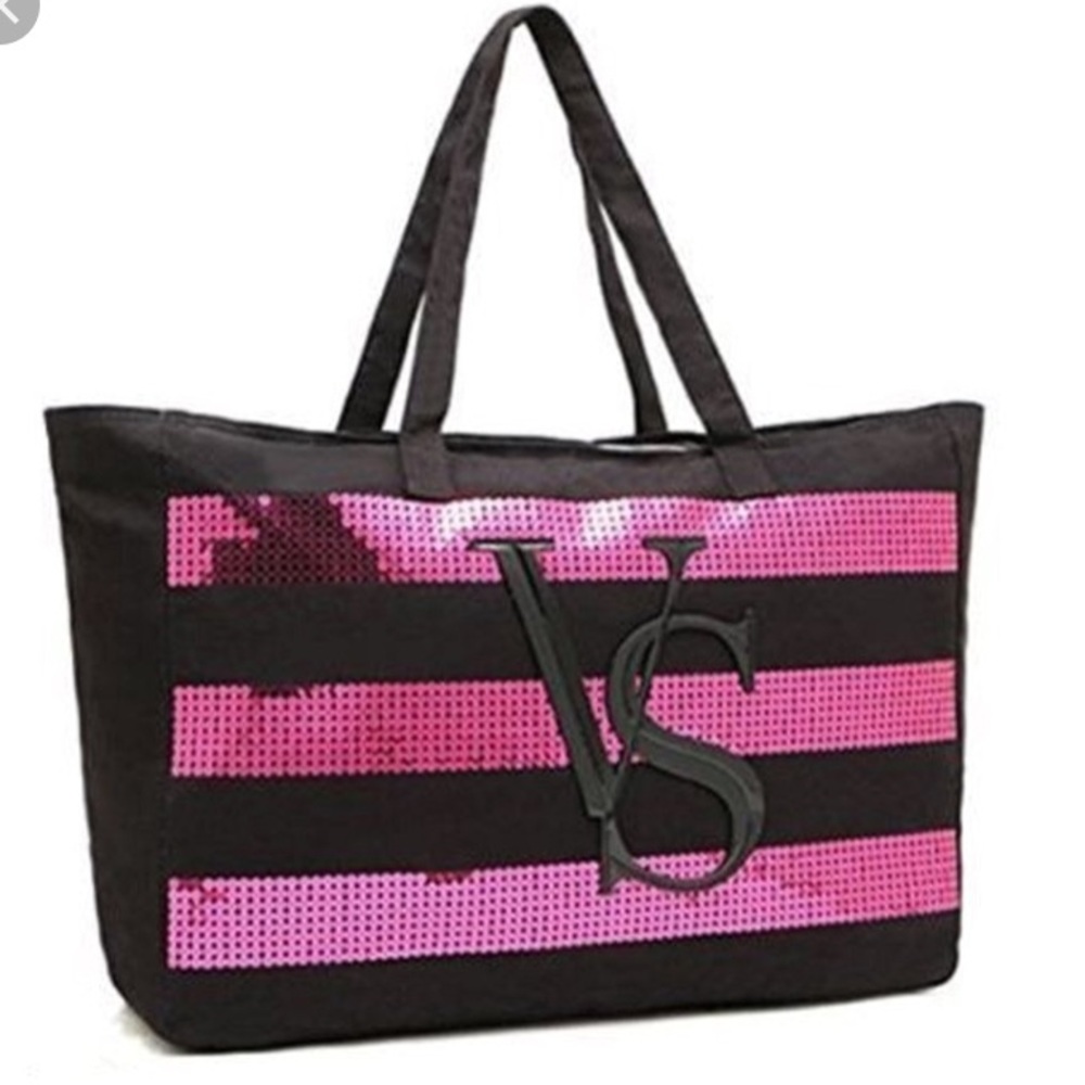 Black pink sequin VS bag
