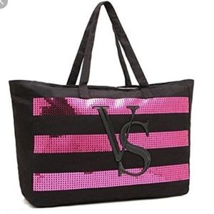Black pink sequin VS bag