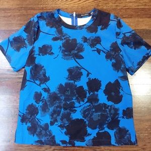 WELLS GRACE blue and black floral top