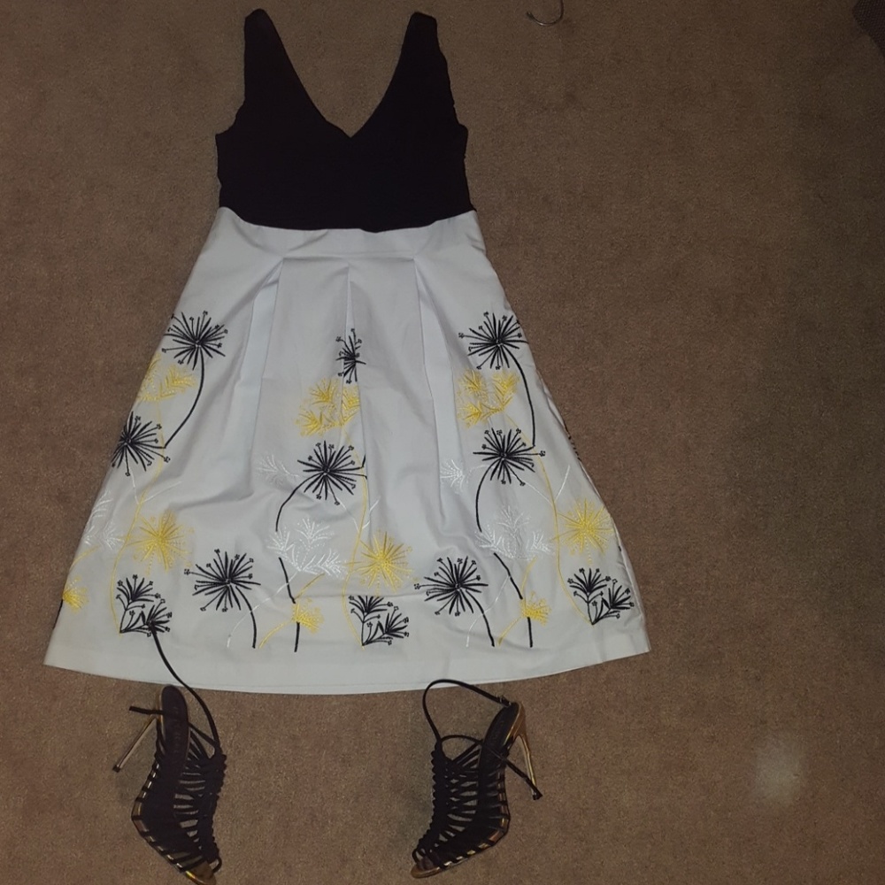 Black/White/Yellow flowered dress