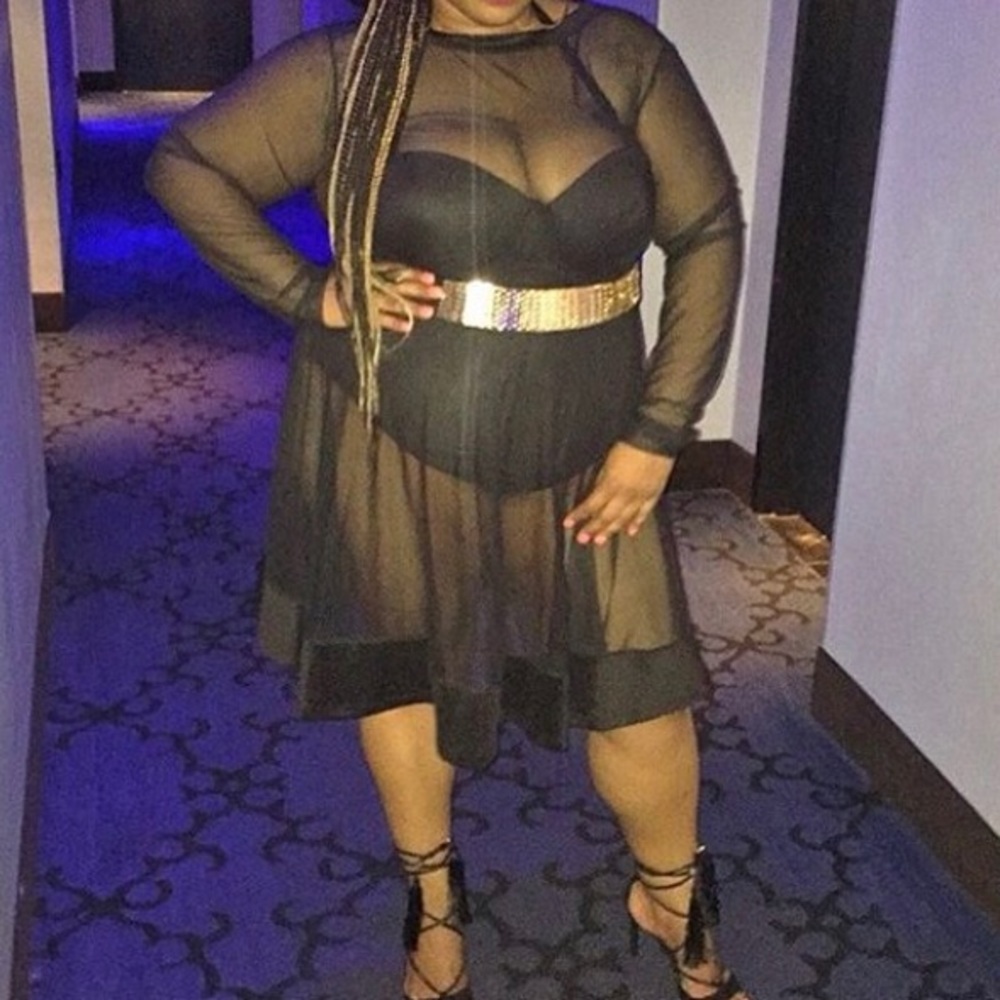 "Rebdolls" Long Sleeve Mesh Dress