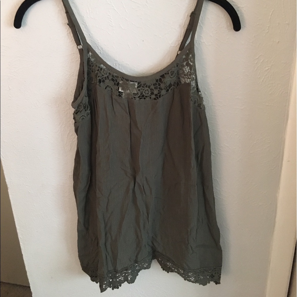 Floral design green tank