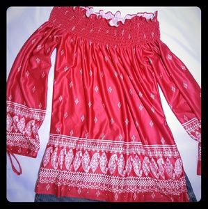 Off the shoulders boho bohemian blouse long sleeve