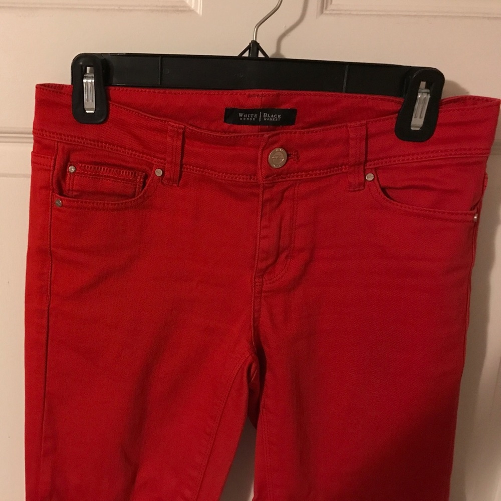White House Black Market Red Cropped Jeans