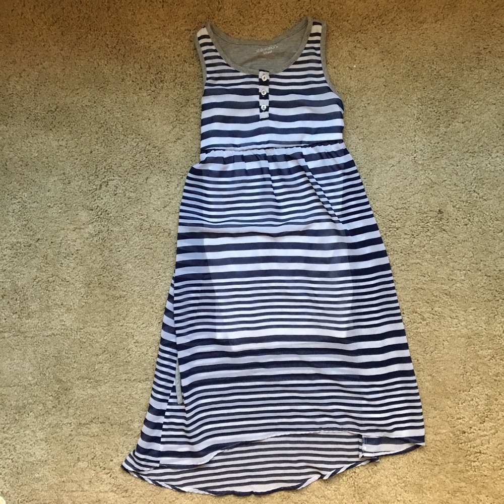 Girls Striped Hi Low Dress
