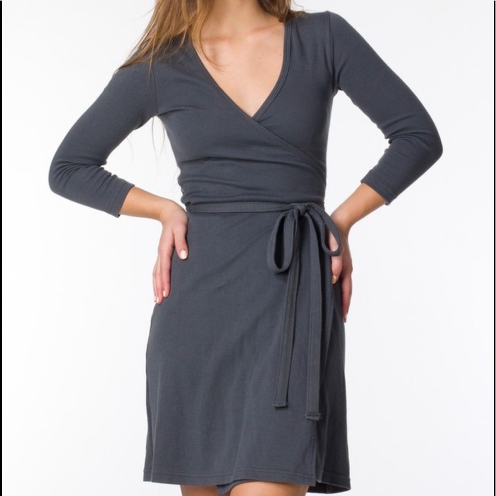 NAVY interlock american apparel wrap dress