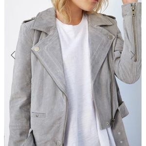 Free People Grey Leather Jacket
