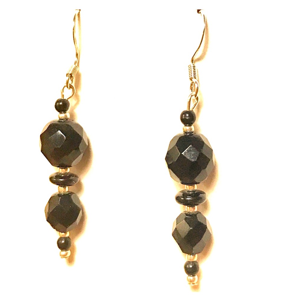 1960s Vintage French jet glass beads