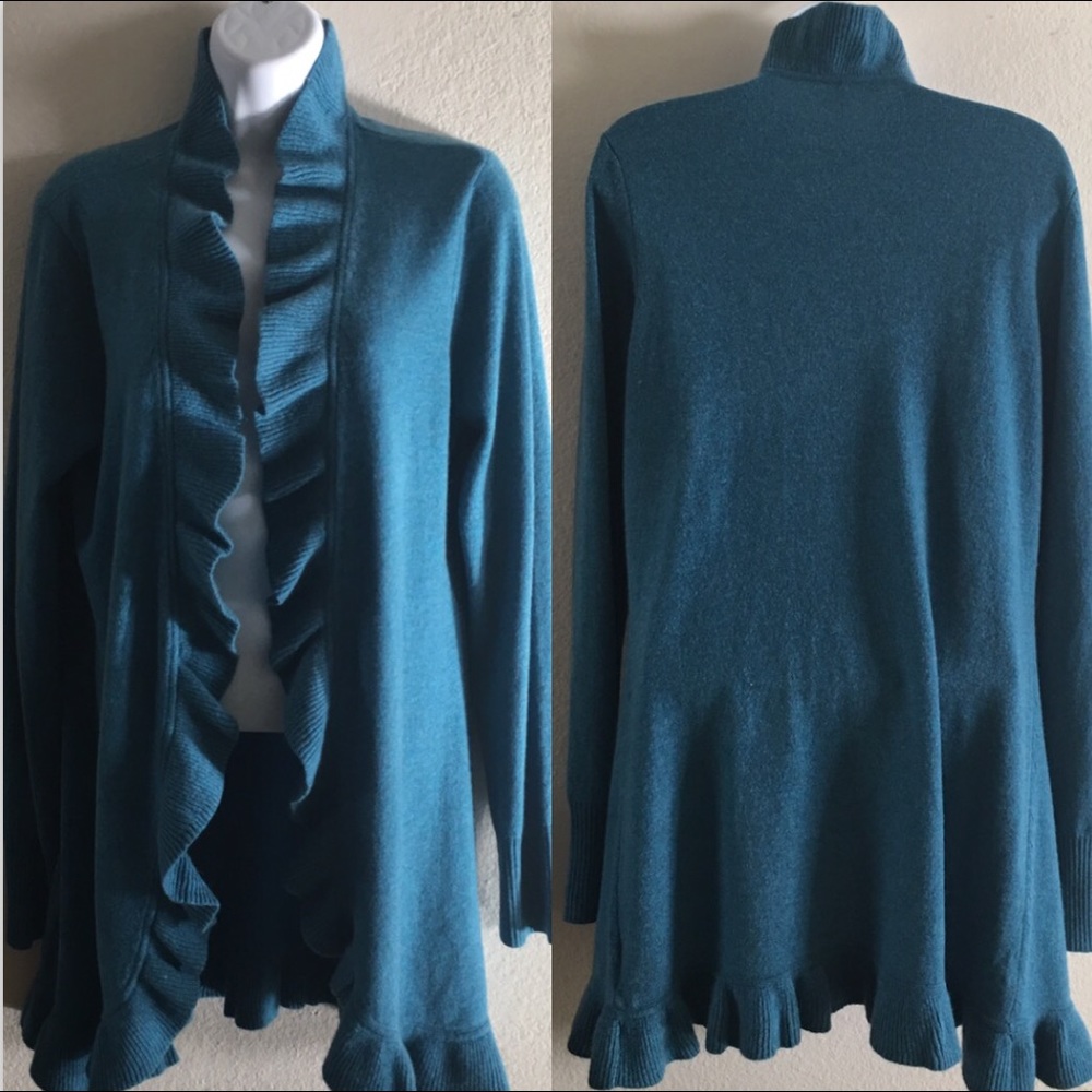 Magaschoni Cashmere Ruffle Cardigan - Picture 6 of 8