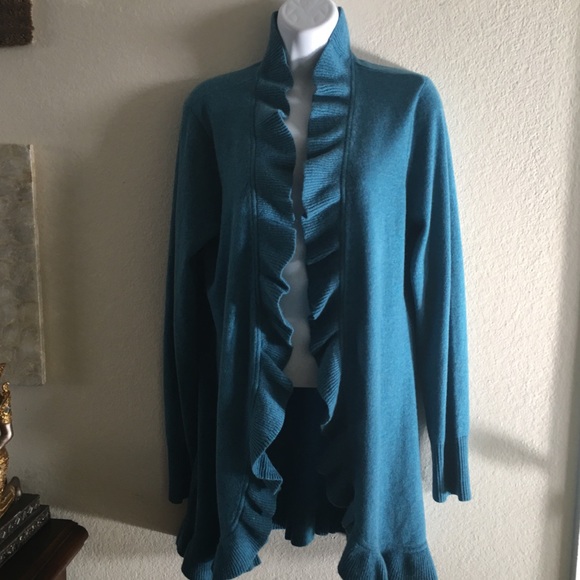 Magaschoni Cashmere Ruffle Cardigan - Picture 3 of 8